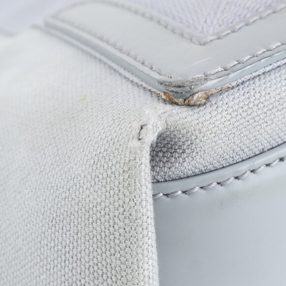 Balenciaga Navy Cabas 581292 Leather Canvas Tote Bag Shoulder Handbag Gray Wo... - Picture 7 of 11